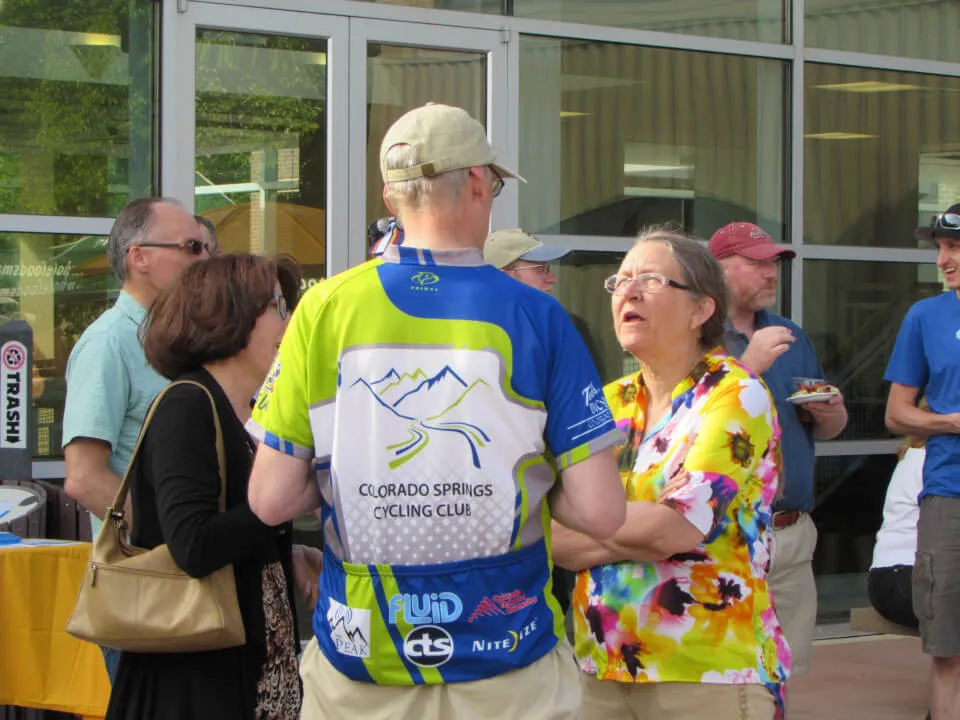 cyclists in conversation
